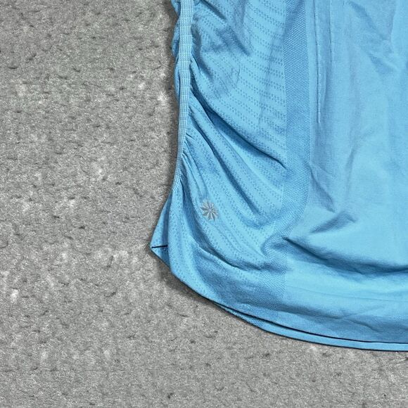 Athleta Speedlight Tank Top Womens Size Small Blue Seamless Stretch Ruched - Picture 5 of 9